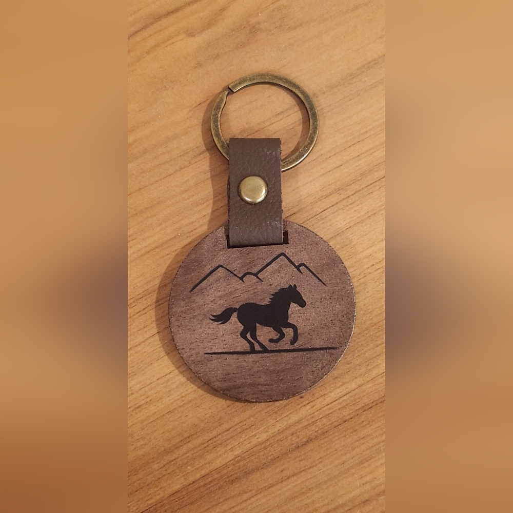 Horse Running With Mountains In Background Keychain